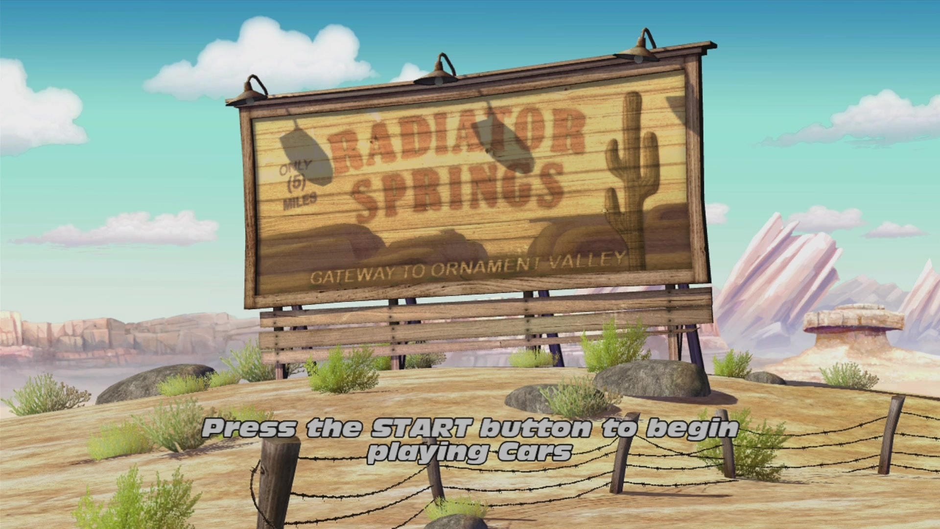 Cars title screen for Xbox 360